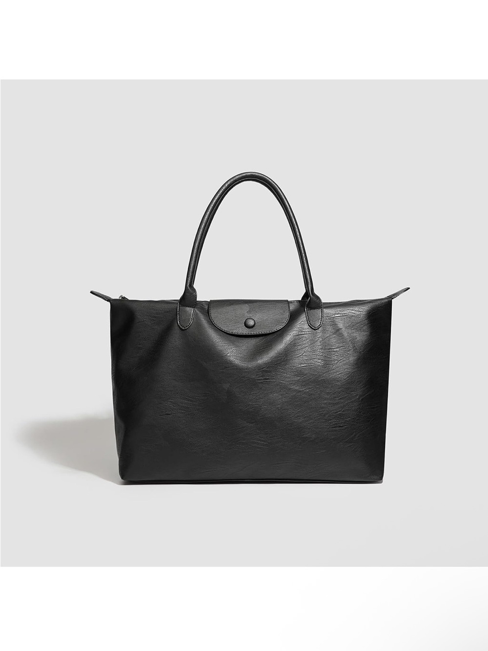 Elegant black Leather Tote Bag - Classic Women's Carryall